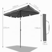 Umbrelă de balcon VOUNOT dreptunghiulară, rabatabilă, 200x125 cm, protecție UV 50+, pliabilă, cu husă de protecție, gri 7
