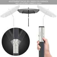 Umbrelă de balcon VOUNOT dreptunghiulară, rabatabilă, 200x125 cm, protecție UV 50+, pliabilă, cu husă de protecție, gri 2
