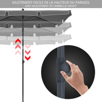 Umbrelă de balcon VOUNOT dreptunghiulară, rabatabilă, 200x125 cm, protecție UV 50+, pliabilă, cu husă de protecție, gri 3