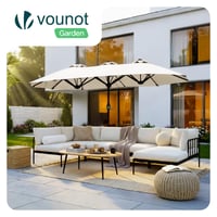 Dvojitý záhradný slnečník Vounot 300x150 cm s otočným ramenom, ochrana UV50+, látka 180 g/m2, vodoodolný, vrátane ochranného obalu, béžový 5