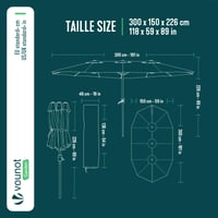 Dvojitý záhradný slnečník Vounot 300x150 cm s otočným ramenom, ochrana UV50+, látka 180 g/m2, vodoodolný, vrátane ochranného obalu, béžový 3