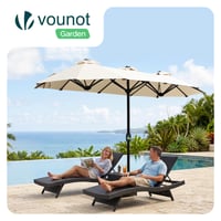 Dvojitý záhradný slnečník Vounot 300x150 cm s otočným ramenom, ochrana UV50+, látka 180 g/m2, vodoodolný, vrátane ochranného obalu, béžový 7