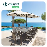Dvojitý záhradný slnečník Vounot 300x150 cm s otočným ramenom, ochrana UV50+, látka 180 g/m2, vodoodolný, vrátane ochranného obalu, béžový 6