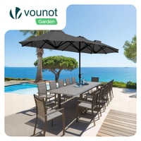 Dvojitý záhradný slnečník VOUNOT s kľukou, 150x300 cm, hliníkový, nepremokavá látka 180 g/m2, s ochranným obalom, sivý 6