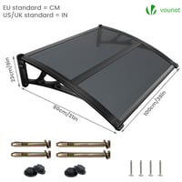 Copertină pentru ușa de intrare VOUNOT 100x80 cm, aluminiu și policarbonat, cu arcadă în cinci puncte și suport central, antracit 5