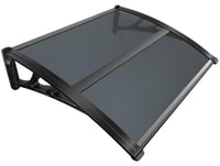 Copertină pentru ușa de intrare VOUNOT 100x80 cm, aluminiu și policarbonat, cu arcadă în cinci puncte și suport central, antracit 1