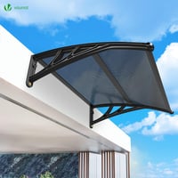 Copertină pentru ușa de intrare VOUNOT 100x80 cm, aluminiu și policarbonat, cu arcadă în cinci puncte și suport central, antracit 7