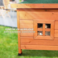 Căsuță pentru pisici VOUNOT din lemn cu acoperiș asfaltat, fereastră și ușă, adăpost exterior pentru pisici 57x45x43 cm 7