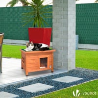 Căsuță pentru pisici VOUNOT din lemn cu acoperiș asfaltat, fereastră și ușă, adăpost exterior pentru pisici 57x45x43 cm 2
