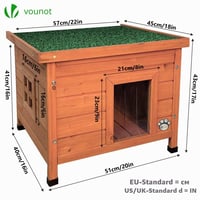 Căsuță pentru pisici VOUNOT din lemn cu acoperiș asfaltat, fereastră și ușă, adăpost exterior pentru pisici 57x45x43 cm 5