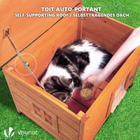 Căsuță pentru pisici VOUNOT din lemn cu acoperiș asfaltat, fereastră și ușă, adăpost exterior pentru pisici 57x45x43 cm 6
