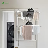 VOUNOT zidna sklopiva sušilica za rublje, dvostupanjska, bijela, za kupaonicu i balkon, zidni stalak za sušenje koji štedi prostor 4