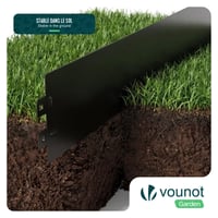 VOUNOT Kovová záhradná obruba 25 m, pozinkovaný lem záhona, okraj trávnika, 100 cm dĺžka, 13 cm výška, 25 ks, čierna 6