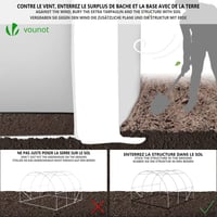 Fóliovník VOUNOT s rolovacími bočnými stenami, odolný voči zimnému počasiu, stan na paradajky, 3x3x2 m, 9 m², biely 6