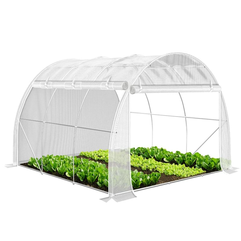 Fóliovník VOUNOT s rolovacími bočnými stenami, odolný voči zimnému počasiu, stan na paradajky, 3x3x2 m, 9 m², biely