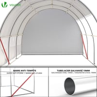 Fóliovník VOUNOT s rolovacími bočnými stenami, odolný voči zimnému počasiu, stan na paradajky, 3x3x2 m, 9 m², biely 7