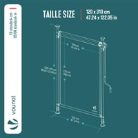 VOUNOT Zvislá markíza 120x310 cm, vonkajšia roleta na balkón a terasu, UV ochrana, vodeodolná, roleta s kľukou, sivá 3