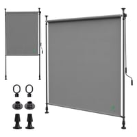 VOUNOT Zvislá markíza 120x310 cm, vonkajšia roleta na balkón a terasu, UV ochrana, vodeodolná, roleta s kľukou, sivá 1