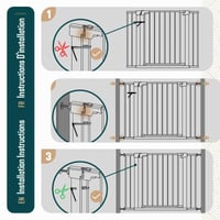 VOUNOT Bezpečnostná zábrana pre deti a psov bez vŕtania, šírka 103 – 110 cm, výška 76 cm, kovová, automatické zatváranie, obojsmerné otváranie, čierna 6