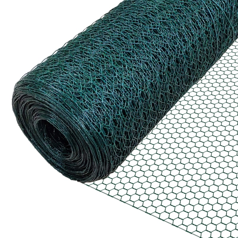 VOUNOT Šesťhranné pletivo, králičie pletivo, kuracie pletivo, veľkosť oka 25 mm, výška 100 cm, dĺžka 25 m, zelené s PVC povrchovou úpravou