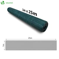 VOUNOT Šesťhranné pletivo, králičie pletivo, kuracie pletivo, veľkosť oka 25 mm, výška 100 cm, dĺžka 25 m, zelené s PVC povrchovou úpravou 7