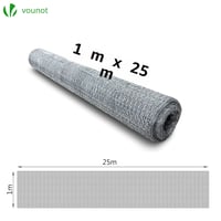VOUNOT Šesťhranné pozinkované pletivo pre hydinu a králiky, veľkosť ôk 25 mm, výška 100 cm, dĺžka 25 m, strieborné 6