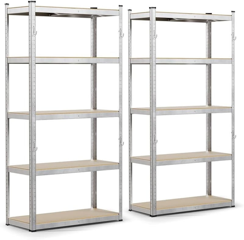 VOUNOT Ipari Polcrendszer 2db Horgokkal 180x90x40cm 875kg Teherbírás
