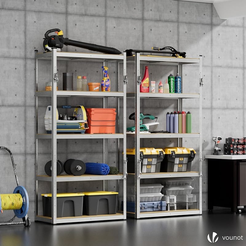 VOUNOT Ipari Polcrendszer 2db Horgokkal 180x90x40cm 875kg Teherbírás
