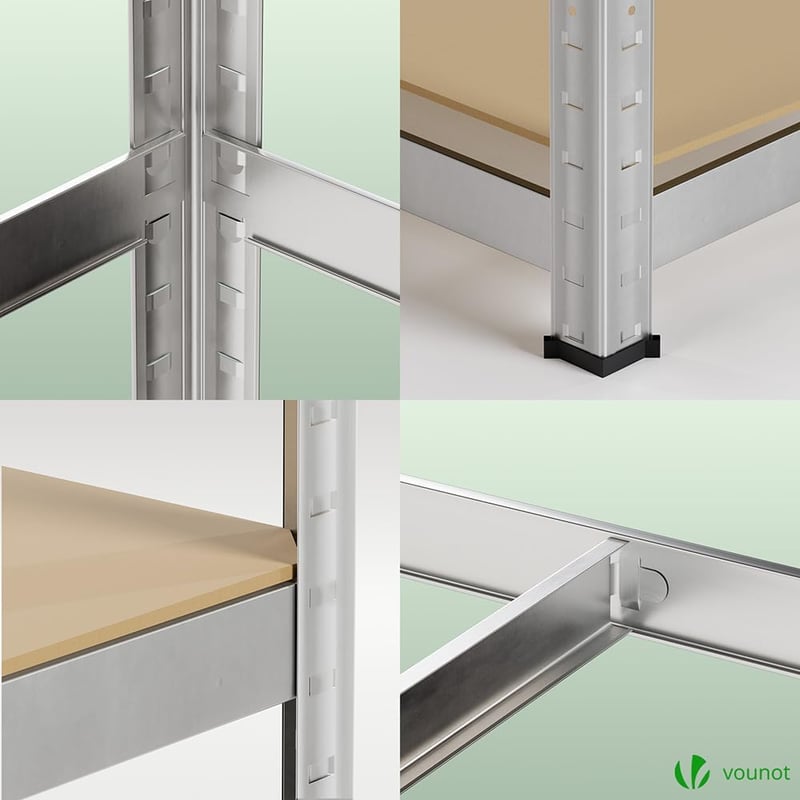 VOUNOT Ipari Polcrendszer 2db Horgokkal 180x90x40cm 875kg Teherbírás