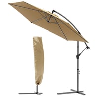 VOUNOT Záhradný slnečník s bočným ramenom, kaki, 300 cm, s kľukou a ochranným obalom, UV ochrana, sklopný, so 6 oceľovými rebrami, 180 g/m2 látka 1