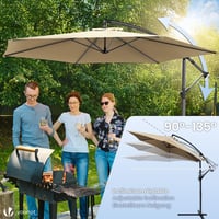 VOUNOT Záhradný slnečník s bočným ramenom, kaki, 300 cm, s kľukou a ochranným obalom, UV ochrana, sklopný, so 6 oceľovými rebrami, 180 g/m2 látka 4