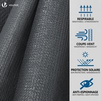 Plasă de protecție pentru gard VOUNOT 1,5x20 m, plasă de umbrire HDPE 150 g/m², paravânt rezistent la UV, grad de umbrire 85%, antracit, cu orificii și coliere de fixare 4