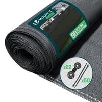 VOUNOT Krycia plachta na plot 1,8 × 10 m, HDPE tieniaca sieť na plot, odolná voči UV žiareniu, závetrie, 75 % tienenie, antracitová, s upevňovacími klipmi a sťahovacími páskami 1