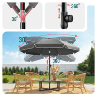 VOUNOT Záhradný slnečník 200 cm, sklopný a výškovo nastaviteľný, UV 50+ ochrana, sivý, s prenosnou taškou, na terasu, balkón, pláž 5