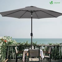 VOUNOT Kerti Napernyő 270 cm Dönthető UV Védelem Erkélyre Teraszra Kézifékkel Védőhuzattal Szürke 4