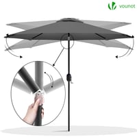 VOUNOT Kerti Napernyő 270 cm Dönthető UV Védelem Erkélyre Teraszra Kézifékkel Védőhuzattal Szürke 2