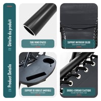 Set 2 Șezlonguri de Grădină VOUNOT cu Spătar Reglabil, Măsuță Pliabilă și Suport pentru Pahare, Material Textilenă, Tetieră, Max. 120 kg, Negru 7