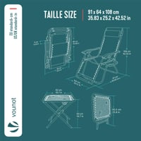 Set 2 Șezlonguri de Grădină VOUNOT cu Spătar Reglabil, Măsuță Pliabilă și Suport pentru Pahare, Material Textilenă, Tetieră, Max. 120 kg, Negru 3
