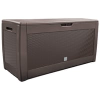 Ladă de depozitare pentru grădină VOUNOT 310L, 119x48x60 cm, material PP impermeabil, cutie de depozitare pentru exterior în stil ratan, maro 1
