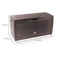 Ladă de depozitare pentru grădină VOUNOT 310L, 119x48x60 cm, material PP impermeabil, cutie de depozitare pentru exterior în stil ratan, maro 5