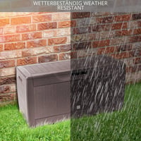 Ladă de depozitare pentru grădină VOUNOT 310L, 119x48x60 cm, material PP impermeabil, cutie de depozitare pentru exterior în stil ratan, maro 7
