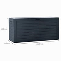 VOUNOT Kerti Tárolóláda XL 280 literes 116x44x55 cm Párnásládaként is Használható Polipropilén Faanyag Hatású Vízálló Antracit 7