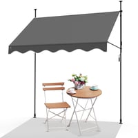 VOUNOT Výsuvná markíza na terasu, balkón a do záhrady, tieniaca clona s ručnou kľukou a nastaviteľnou výškou, 250x120x210-300 cm, sivá 1
