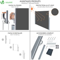 Marchiză laterală retractabilă VOUNOT - gri - 140x300 cm 3