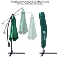 Umbrelă de soare tip consolă VOUNOT 300 cm cu manivelă, verde, cu husă de protecție, protecție UV pentru terasă și grădină 3