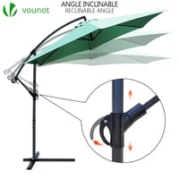 Umbrelă de soare tip consolă VOUNOT 300 cm cu manivelă, verde, cu husă de protecție, protecție UV pentru terasă și grădină 2