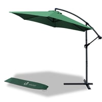 Umbrelă de soare tip consolă VOUNOT 300 cm cu manivelă, verde, cu husă de protecție, protecție UV pentru terasă și grădină 1