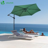 Umbrelă de soare tip consolă VOUNOT 300 cm cu manivelă, verde, cu husă de protecție, protecție UV pentru terasă și grădină 5