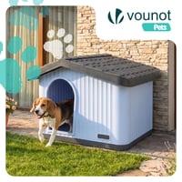 VOUNOT Plastový domček pre domáce zvieratá na vonkajšie aj vnútorné použitie, pre mačky, psy a králiky, odnímateľná strecha, vetracia mriežka, protišmykové nožičky, 75x63x51 cm, biely 2