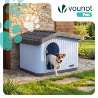 VOUNOT kućica za mačke i pse za unutarnju i vanjsku upotrebu, vodootporna, s kosim krovom, ventilacijom i protukliznim nogicama, 60x51x41 cm, bijela, pogodna i za zečeve 2